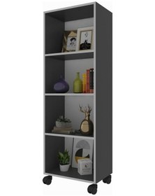 Resim Kenzlife Kitaplık Beril 128 040 020 Gri Tekerlekli Mutfak Dolabı Banyo Ofis Ayakkabılık Kiler 