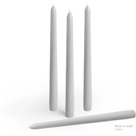 Resim 4 Lu Gri Konik Şamdan Mum Gri 