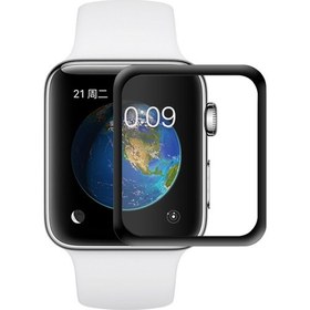 Resim Apple Watch Series 2 38mm 3D Kavisli Temperli Cam Full Ekran koruyucu Kırılmaz Film Siyah Microsonic