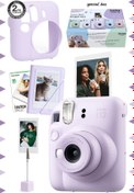 Resim Fujifilm Instax mini 12 Lila Fotoğraf Makinesi-10'lu Film-Kıskaçlı Stand-Mini Albüm ve Silikon Kılıf Seti 