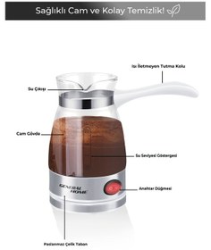 Resim Cz-48 Elektrikli Cam Cezve Beyaz 0,5 L Türk Kahvesi, 700w, Gösterge Işıklı 