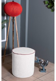 Resim VENICE BEYAZ TEDDY KUMAŞ YUVARLAK PUFF &BENCH&KOLTUK&TABURE&POFUDUKYATAK ODASI PUF MODELLERİ 