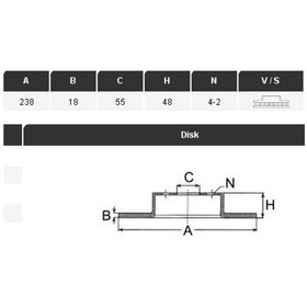 Resim YAVUZSAN 34077 Fren Diski Ön Corolla Uyumlu Ae92 88-92 Karbüratörlü 238×18×55 4 Bijon 