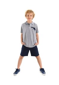 Resim Denokids Mushi Sharrk Erkek Çocuk Polo Yaka T-shirt Şort Takım Çok Renkli 