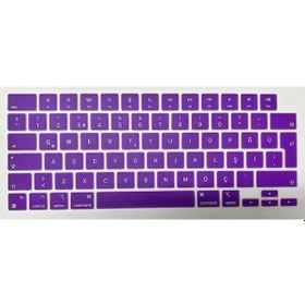 Resim Arabulalaca Apple Uyumlu MacBook Air 15 A2941 Türkçe Klavye Koruyucu Mor 