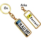 Resim Hediye Zengini Armağan Zengini Kişiye Özel Plaka Metal Anahtarlık | Ferrari Logo 