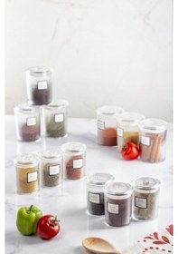Resim 12'li Barok Yuvarlak 2 Boy Kavanoz Seti &amp Saklama Kabı &amp Erzak Kabı 6 500 Ml,6 250 Ml Şeffaf 