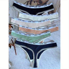 Resim 6 adet Kadın Düşük Bel Tanga İç Çamaşırı, Nefes Alabilir ve Seksi T-Back Tasarımı ile "Sevgini" Yazısı, Çeşitli Renkler (Siyah, Bej, Beyaz, Hafif Mavi, Yeşil, Pembe) - Zarif ve Rahat Günlük İç Çamaşırı, Sevimli İç Çamaşırı, Rahat Günlük Giyim, Seksi Tback Tasarımı, Yumuşak Dokulu 
