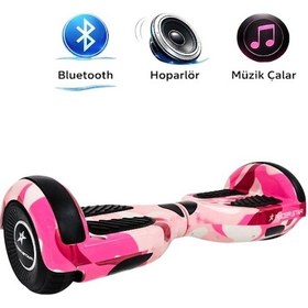 Resim Elektrikli Kaykay Hoverboard Bluetooth Hoparlörlü 6.5 Inch Otomatik Akıllı Denge RS-S5 -Pink Camo 