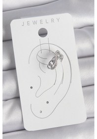 Resim Pirinç Gümüş Renk Zirkon Taşlı Zincir Sonsuzluk Model Kadın Kıkırdak Küpe - Tj-bkp10553 Çok Renkli 