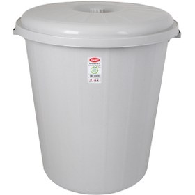 Resim Çöp Kovası Kapaklı Plastik 90 Lt Gri 