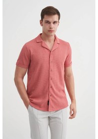 Resim Cazador Slim Fit Örme Pamuklu Gül Kurusu Erkek Gömlek 20000 Gül Kurusu 