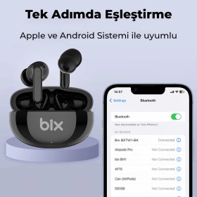 Resim Bix Soundcraft TW1 ANC Çağrı ve Aktif Gürültü Önleyici Bluetooth 5.2 IPX4 Kulak içi Kulaklık Siyah BXTW1 