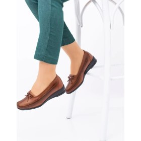 Resim The Hope Shoes Kadın Günlük Tam Deri Taban Suni Deri Taba Ayakkabısı Dolgu Topuklu 