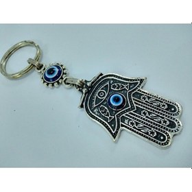 Resim Nazar Boncuğu Anahtarlık Metal Fatıma/hamse Eli Hediyelik Aksesua 