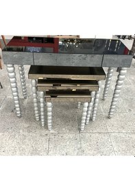 Resim Dresuar Zigon Sehpa Elma Model Beyaz Parlak Beyaz Ayna Kaplama Ta Füme 