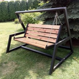 Resim Bahçe Salıncağı 3 Kişilik Ahşap Teras Salıncağı 