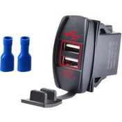 Resim Miga Plaza 3.1a Çift Usb Bağlantı Noktalı Şarj Aleti Priz 12v Motosiklet Araba İçin Su Geçirmez Led 