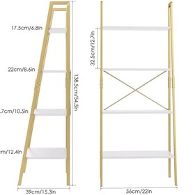 Resim tino furniture Madrid Gold Dekoratif 5 Raflı Kitaplık Metal Kitaplık Beyaz 