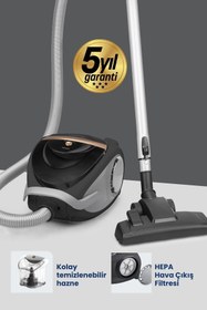 Resim GOLDMASTER SpeedForce Çift Hepa Filtreli 2.5 L Geniş Hazneli Toz Torbasız 5 Yıl Garantili Elektrikli Süpürge 