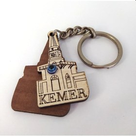 Resim Nazar Boncuklu Ahşap Anahtarlık Çanta Süsü Dekor Kemer Yazılı 108 