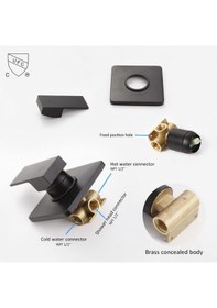 Resim Mat Siyah Ankastre Duş Seti Sıva Altı Yağmurlama Duş Başlığı Duvara Monte Banyo Tepe Başlığı Siyah 