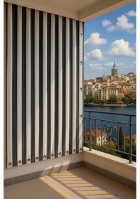 Resim Gencer Home Balkon Perdesi Kuş Gözü Ölçü Seçenekli Gri Beyaz Gri 