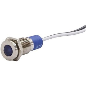 Resim 8.0Mm Metal Kablolu Sinyal Lambası Mavi Ip67 10V-30V 