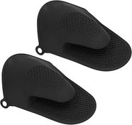 Resim Jauarta 2 adet Fırın Eldiveni Mini Silikon Kalınlaştırılmış Haşlanma Önleyici Pişirme Tutam Eldiveni Mutfak için (Siyah) 