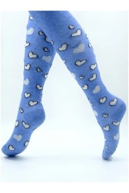 Resim Veraye Socks Kız Külotlu Çorap Simli Kalpli Desen Pamuklu Penye 3'lü Mavi-gri-siyah 