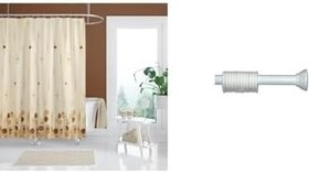 Resim Banyo Duş Perdesi 6022 120x200 Perde Borusu Askı Aparatı 90x130 Hediyeli 