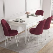 Resim Canisa Concept Kor Serisi, 70X114 Açılabilir Beyaz Mutfak Masa Takımı,4 Sandalye 