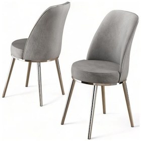 Resim Canisa Pefa Serisi 6 Adet Gri Mutfak Sandalyesi Krom Kaplama Metal Ayak 1. Sınıf Babyface Kumaş Sandalye Gri Ayaklar Krom 