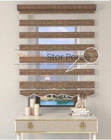 Resim Antrasit Etek Dilimli Zebra Stor Güneşlik Perde Koyu Gri 