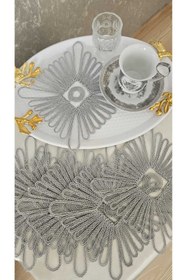 Resim ZESA HOME 6 Lı Kahve Yanı Şık Sunum Peçeteleri Tül Güpürlü 