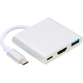 Resim 4K 3'ü 1 Arada Typec Yerleştirme Istasyonu Typec - HDMI Uyumlu USB Pd Çoklu Bağlantı Noktası Adaptörü (Gümüş) (Yurt Dışından) 