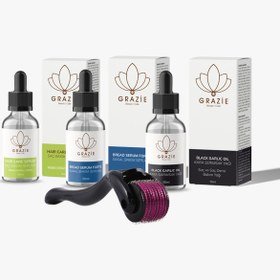 Resim Grazie Saç Bakım Serumu 50 ML + Sakal Bakım Serumu 50 ML + Kara Sarımsak Yağı 50 ML 
