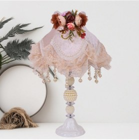 Resim Vizon Kadife Kaplı Dantel Süsleme Vintage Abajur 30x50cm Ab1005 Diğer 