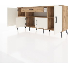 Resim Hyperion Konsol 3 Raflı Tek Çekmeceli 4 Kapaklı 176x44x83 Çam-aytaşı/çam Aytaşı/çam 