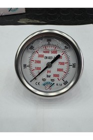 Resim SCOTT Ø 100 mm Gliserinli Tip Manometre 1/2'' Arkadan Bağlantı Ön Flanş 304 Inox Pirinç ( 0 ...600Bar ) 