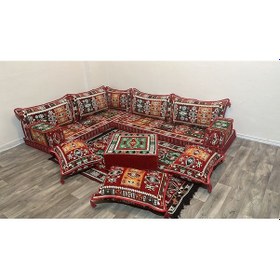 Resim Coton Şark Köşesi Milas Desenli Minder Takımı Konsept Kırmızı 