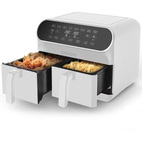 Resim Hepta Collection Groove XXL 1800W (4Lt+4Lt) 8Lt Çift Hazneli Airfryer Air Fryer Yağsız Sıcak Hava Fritözü Beyaz 