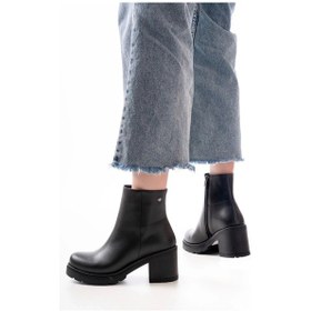 Resim 767-3020 Siyah Fermuarlı Kalın Topuklu Günlük Kadın Bot Siyah 