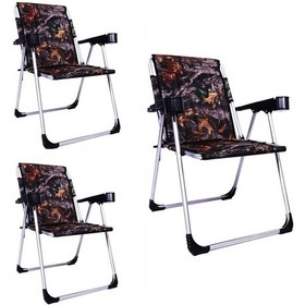 Resim Alin Metal Kamp 3''lü 140 Kg Taşima Kapasiteli Lüks Bardaklıklı Kamp & Piknik Sandalyesi Ssd-04 Yaprak Desenli Çok Renkli 