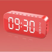 Resim Youmex Kırmızı Mini Masa Saati: Bluetooth Hoparlör, Fm Radyo, Ayna Ve İki Alarm Özelliğiyle Akıllı Ev Aletleri 