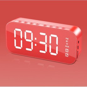 Resim Youmex Kırmızı Mini Masa Saati: Bluetooth Hoparlör, Fm Radyo, Ayna Ve İki Alarm Özelliğiyle Akıllı Ev Aletleri 