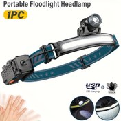 Resim 1 Adet Taşınabilir LED Baş Lambası, Hareket Sensörlü Geniş Işık Yayımlı ve Şarj Edilebilir USB ile, Dış Mekan, Kamp, İş ve Balık Tutma için 6 Aydınlatma Modu 