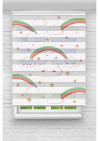 Resim Perdecizade Enxboy Renkli Bulutlar Dijital Baskılı Zebra Perde-cocuk Odası-stor Perde Renkli 