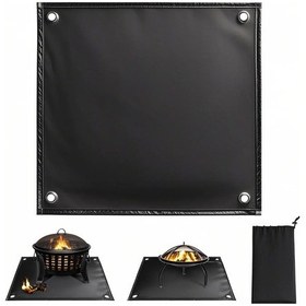 Resim Qingmipy Tomshoo Cam Elyaf Silikon Kaplama Alev Engelleme Matı - Isı Dayanıklı, Su Geçirmez, Çadır Ve Ev Kullanıma Uygun, 80x75cm Xl Boy Siyah 