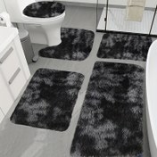 Resim 5 Parça Karışık Renkli Yumuşak Banyo Paspas Seti, Duş Alanı Dekorasyonu için, Duş Güvenliğine Dikkat Edin 